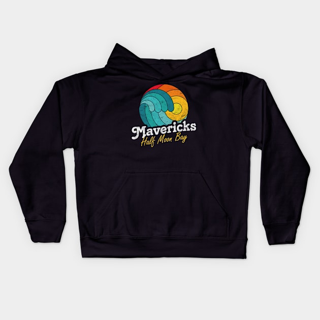 Mavericks Half Moon Bay California Surfing Surf Sunset Wave Kids Hoodie by MrTeee